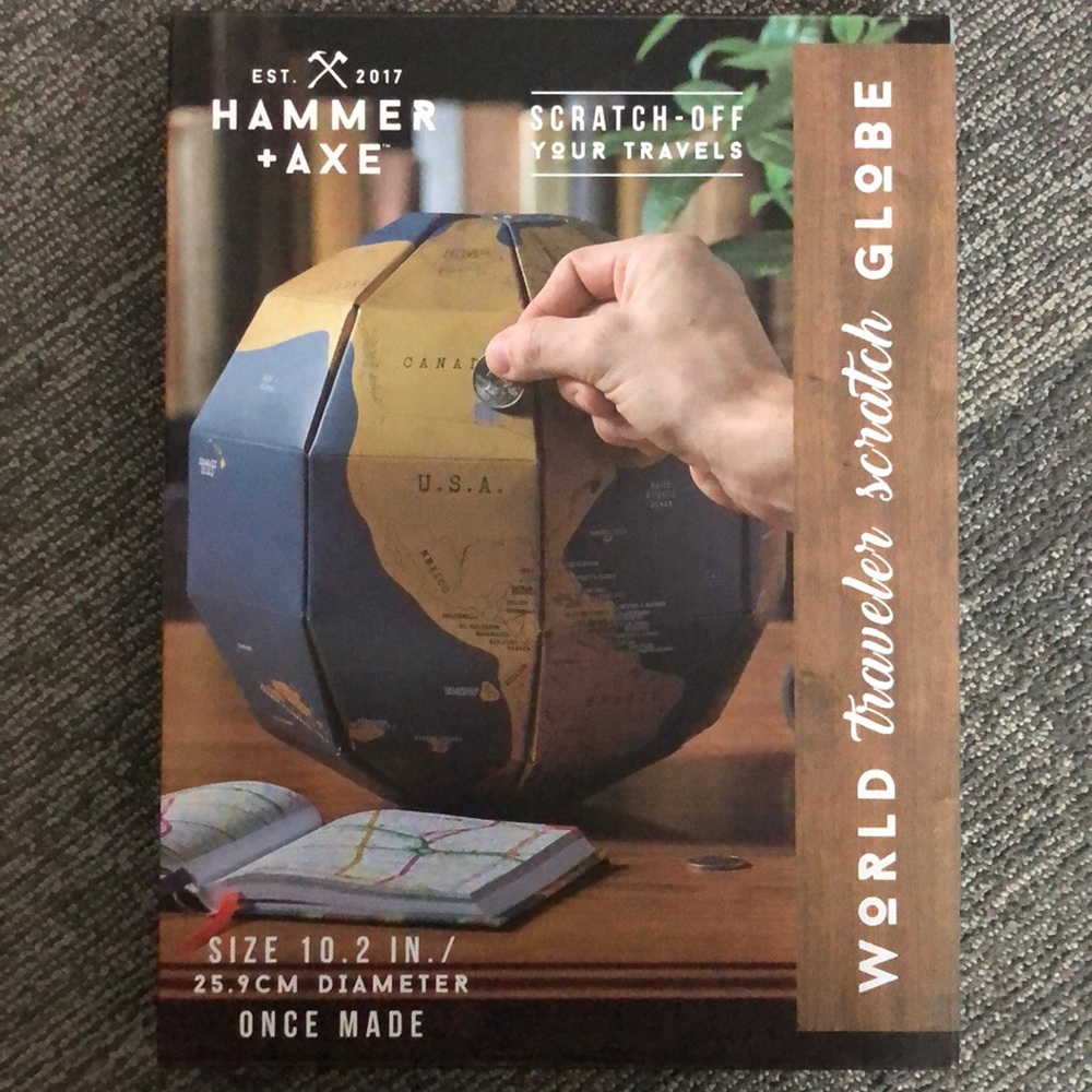 Globe scratch off of where you travel